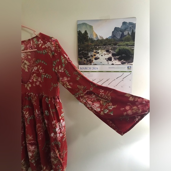 Denim & Supply Ralph Lauren Julia Red Floral Print Dress 1985T - Picture 4 of 8